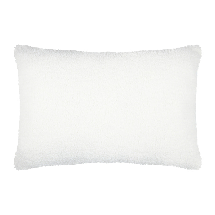 Coussin rectangulaire en bouclette à motif montagne - Blanc