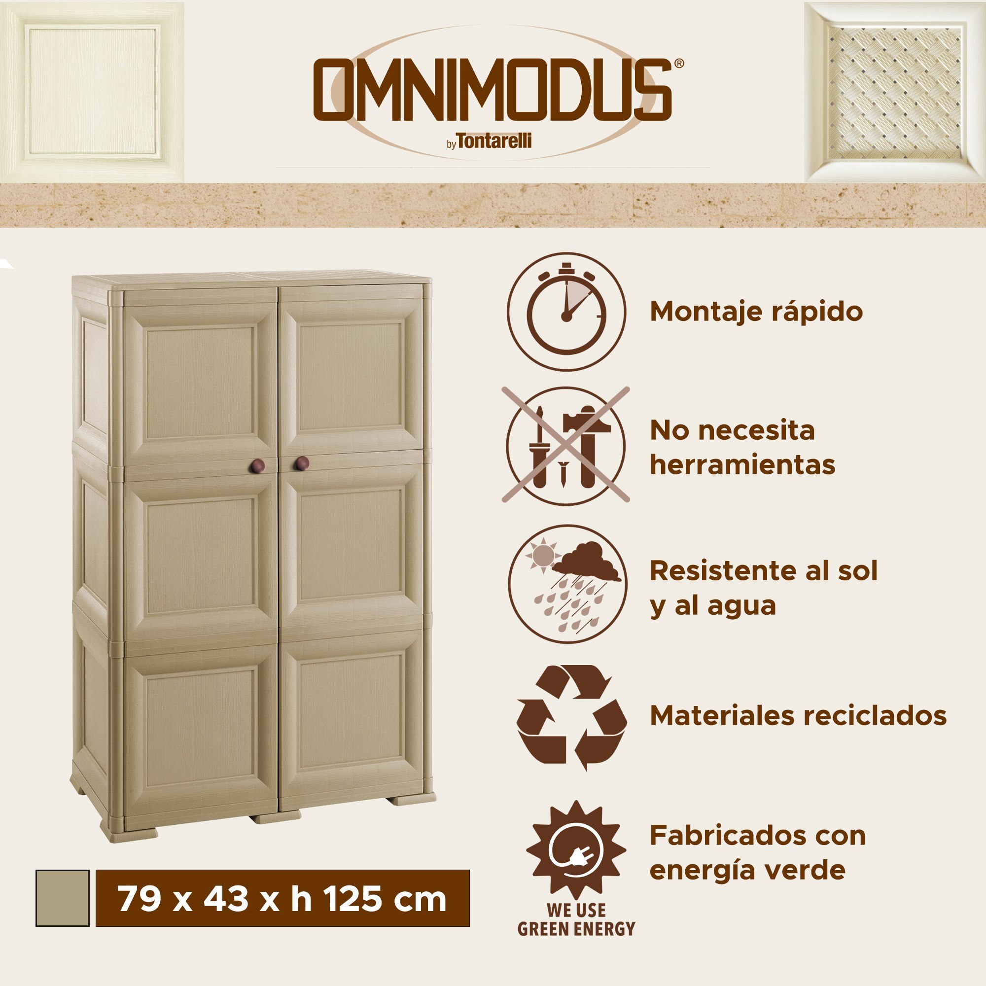 Caja de almacenamiento multiusos de 6 compartimentos y 6 puertas topo