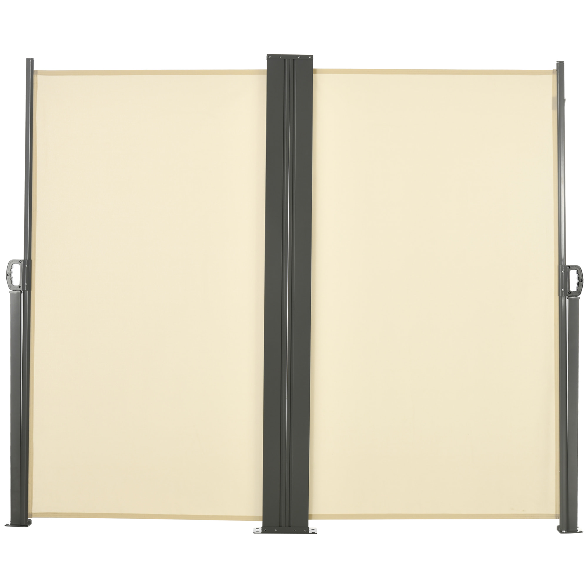 Double store latéral brise-vue paravent rétractable dim. 6L x 1,60H m polyester anti-UV haute densité crème