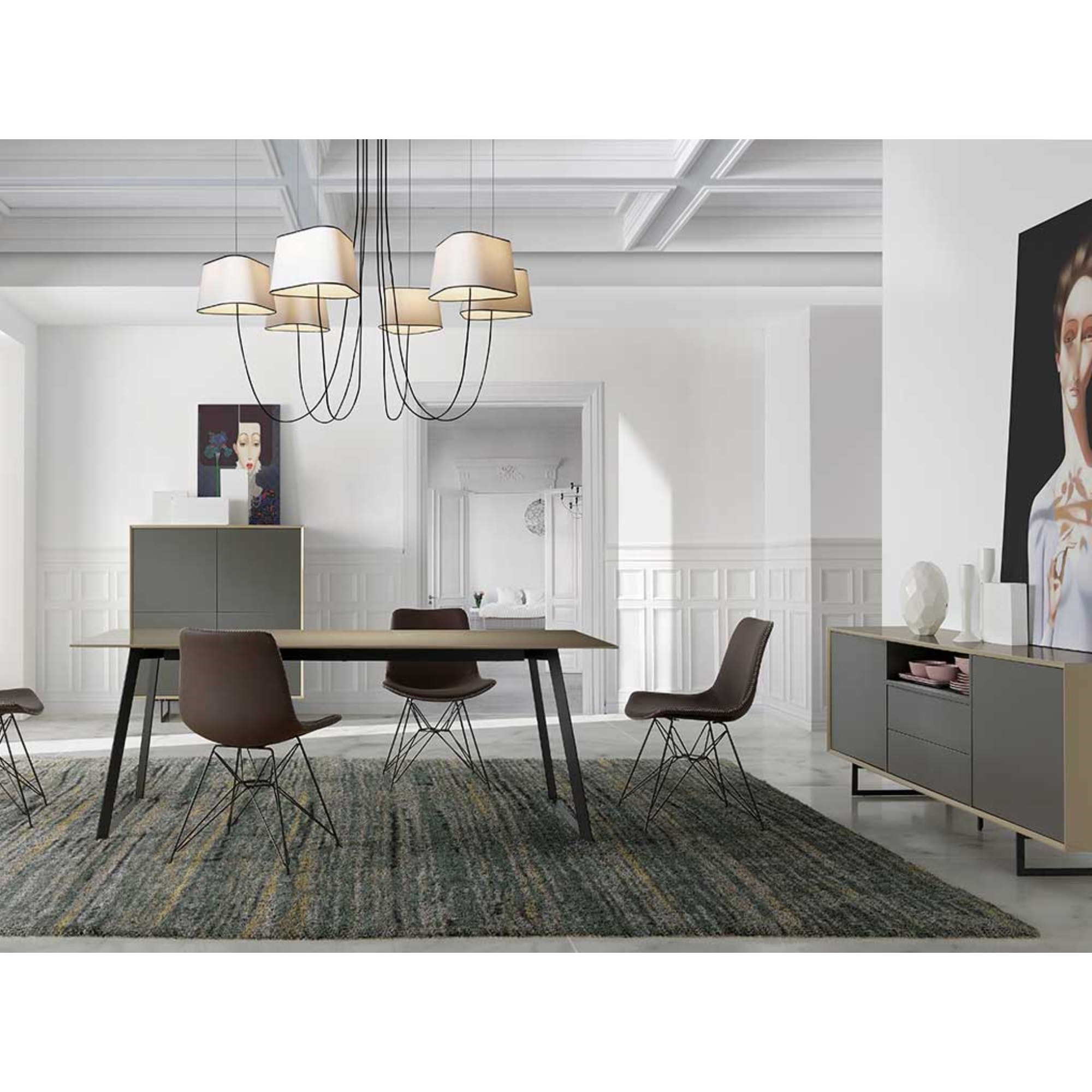 Mesa fija de comedor – Moka brillo y negro mate