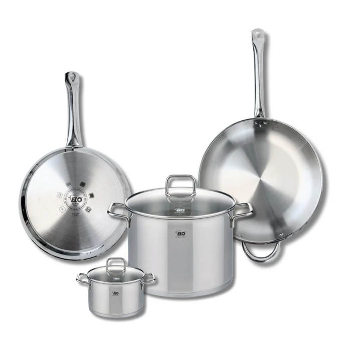 Ensemble de 2 Poêles de cuisson 28 et 32 cm et 2 faitouts 14 et 26 cm Elo Profi Citrin