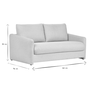 Canapé convertible 2 places en tissu beige crème PAULIN