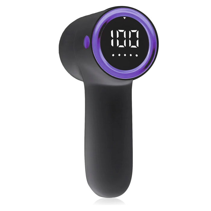 Rimuovi pelucchi compatto per la casa, con batteria integrata, schermo LED con indicatore di batteria e 5 livelli di potenza.
