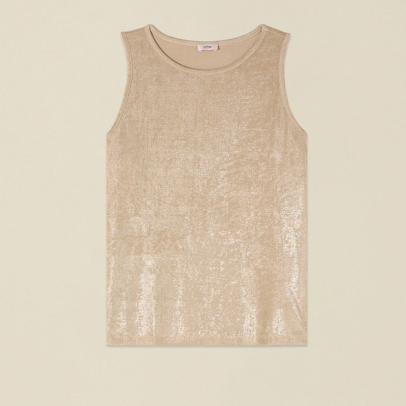 Oltre - Top de punto efecto metalizado - Beige
