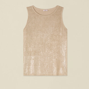 Oltre - Top de punto efecto metalizado - Beige