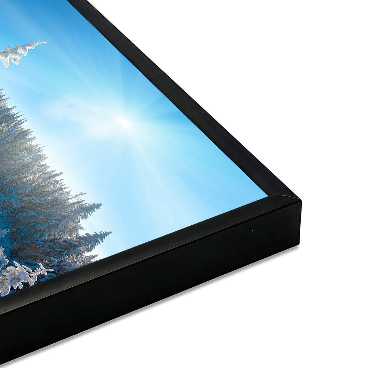 Affiche encadrée forêt enneigée lumière hivernale Affiche + cadre en métal - Noir