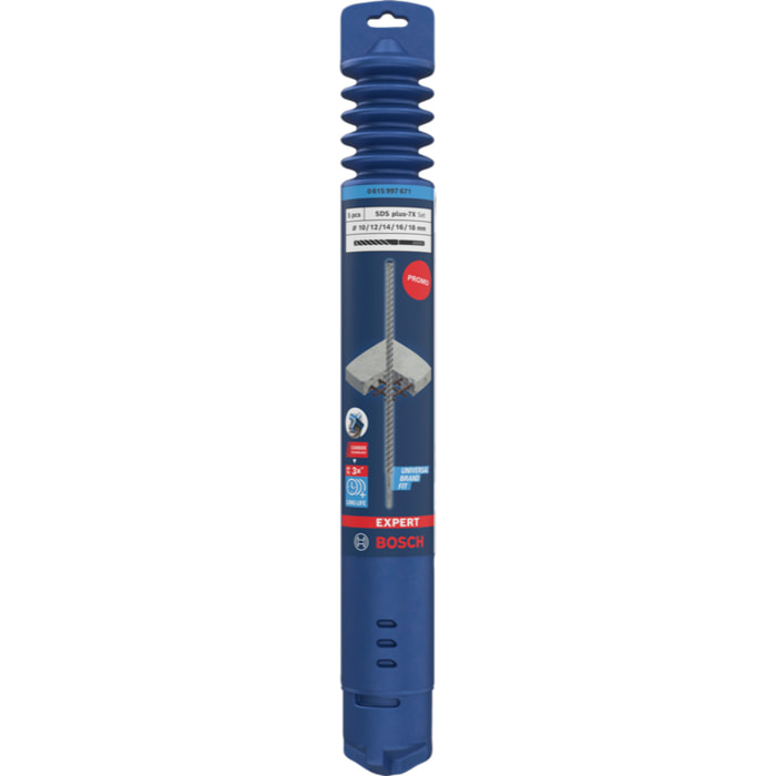 Kit de perceuse à percussion EXPERT pour électricien, foret SDS court plus-7X, 5 pièces 400mm - BOSCH - 615997671