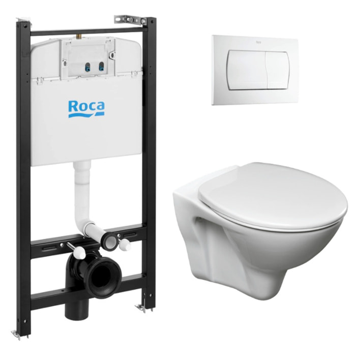 Pack Bâti-support Roca Active + WC suspendu Jika Neo + plaque blanche (RocaActiveS-LinePro-1)