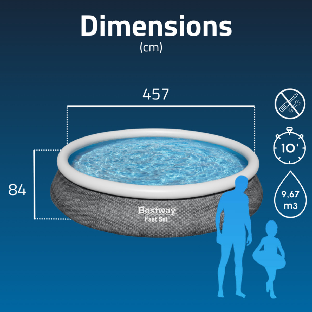 Bestway Piscine autoportante Ronde Fast Set Rotin 457 x 84 cm - Filtration Incluse