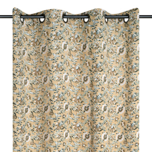 Rideau à oeillets floral abstrait - Jaune moutarde