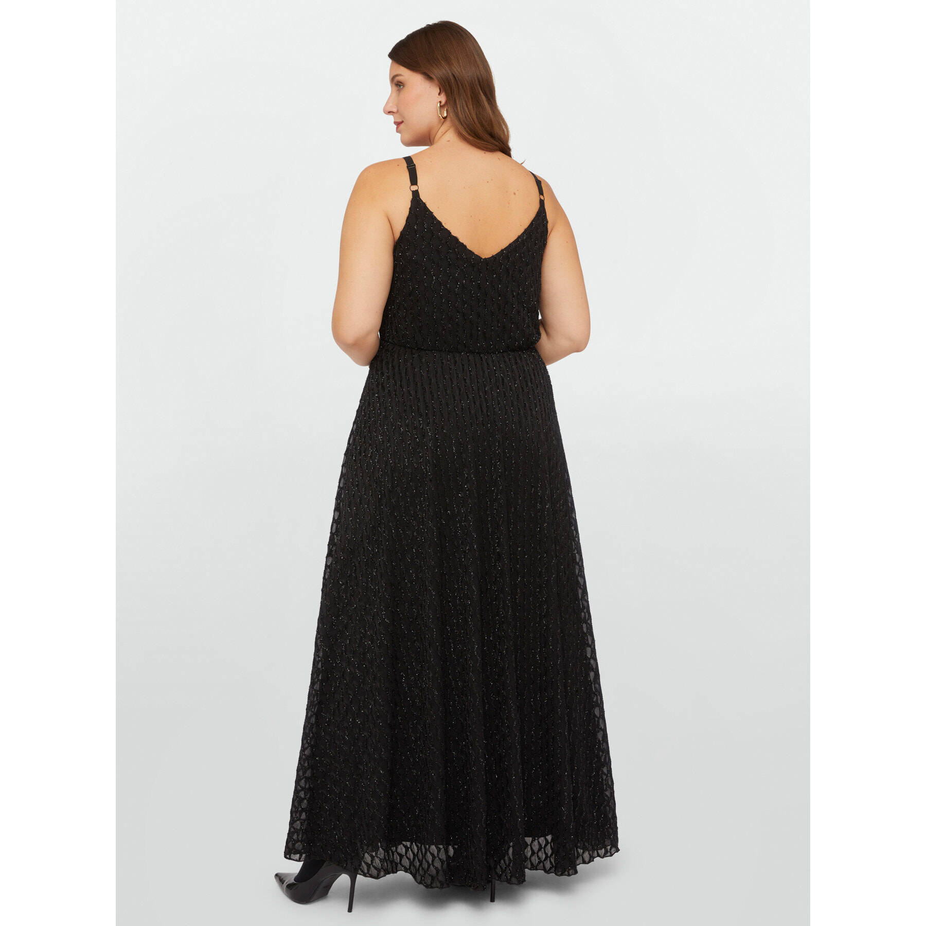 Fiorella Rubino - Vestido largo elaborado con dévoré lurex - Negro