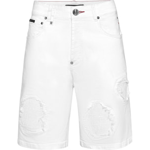 PHILIPP PLEIN DENIM SHORTS SKULL
