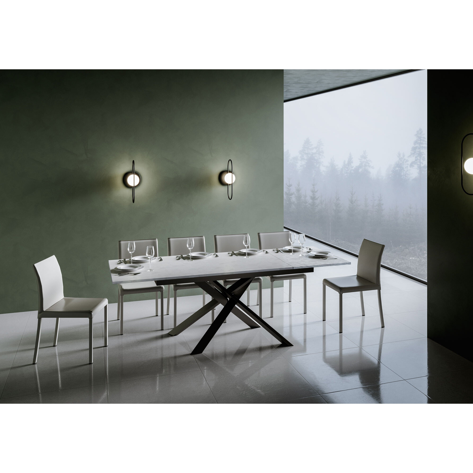 Table Ganty Dessus Spatule Blanc bande de chante Spatule Blanc 90x160 + 60 cadre Anthracite