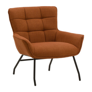 Poltrona WOOLWICH in tessuto terracotta e gambe in metallo nero