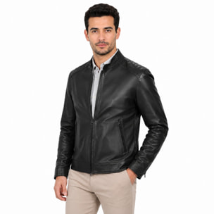 Giubbino in vera pelle di vitello Nero