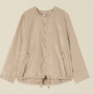 Oltre - Chaqueta de nylon con cuello fruncido - Beige