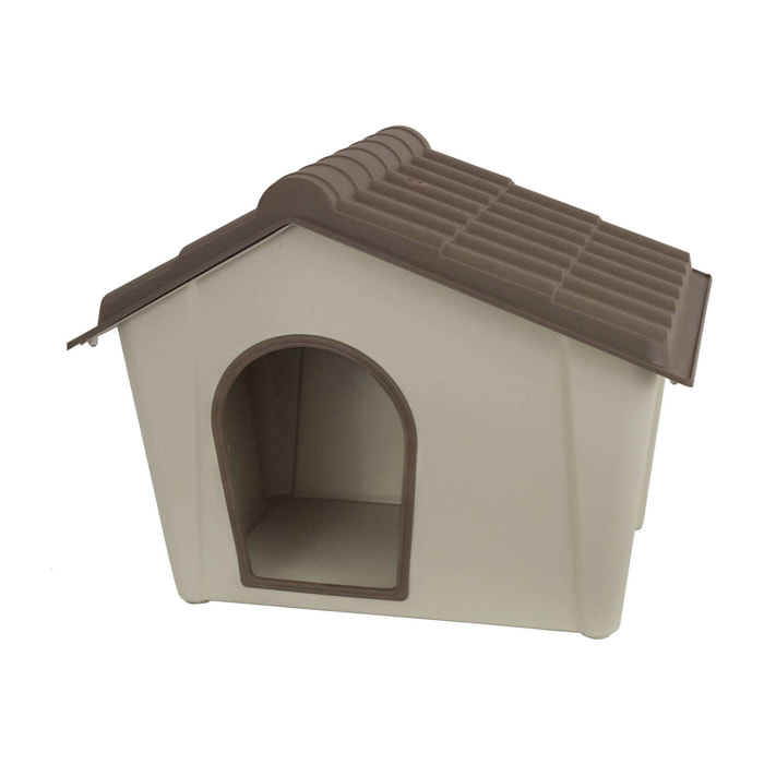Cuccia Avalon, Casetta per cani o gatti, Cuccia da esterno o interno, 100% Made in Italy, Beige, 98x78h75 cm