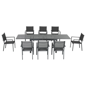 Salon de jardin 8 personnes – Table extensible – Chaises empilables