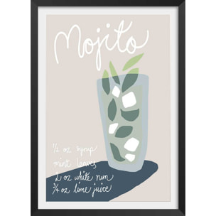 Affiche  pause mojito Affiche + cadre en bois - Noir