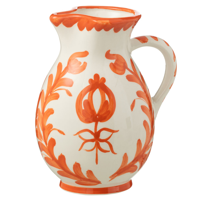 J-Line cruche Granada - céramique - blancc/orange - medium