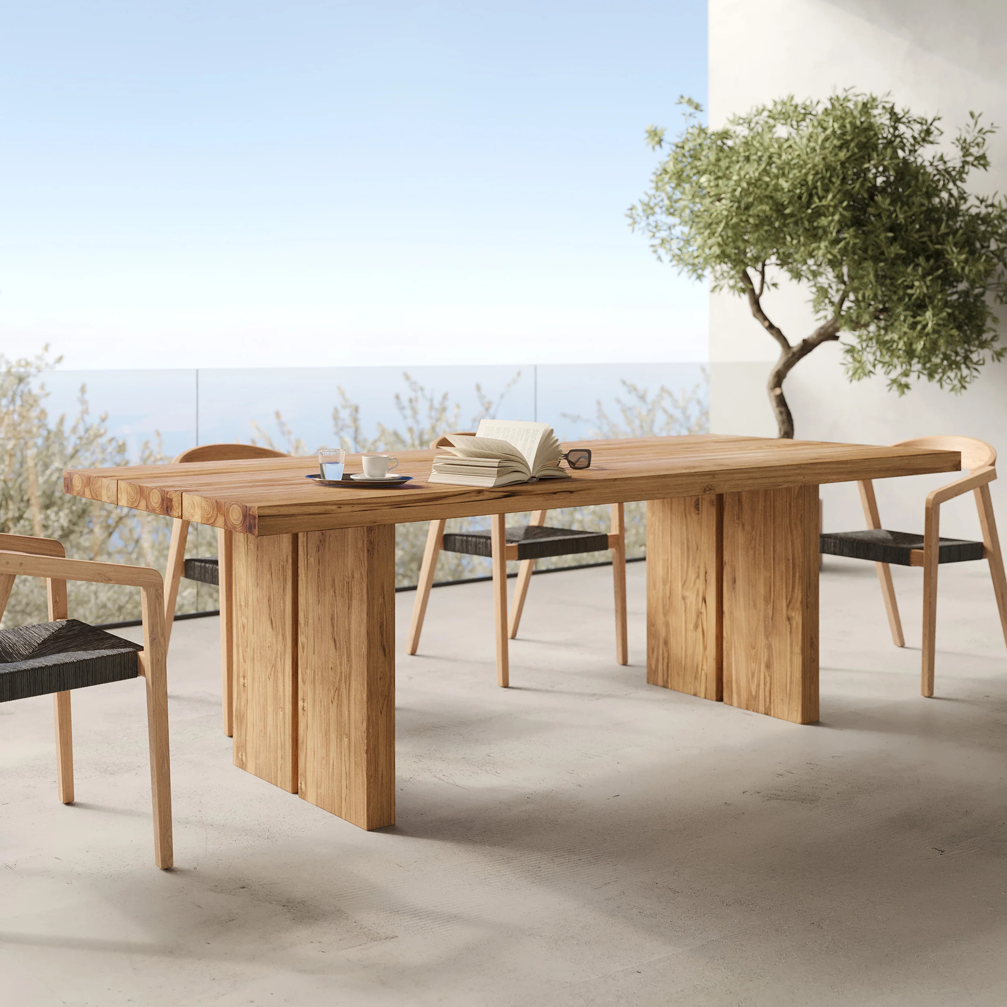 Table de jardin rectangulaire en bois de teck recyclé 10 personnes - Siam