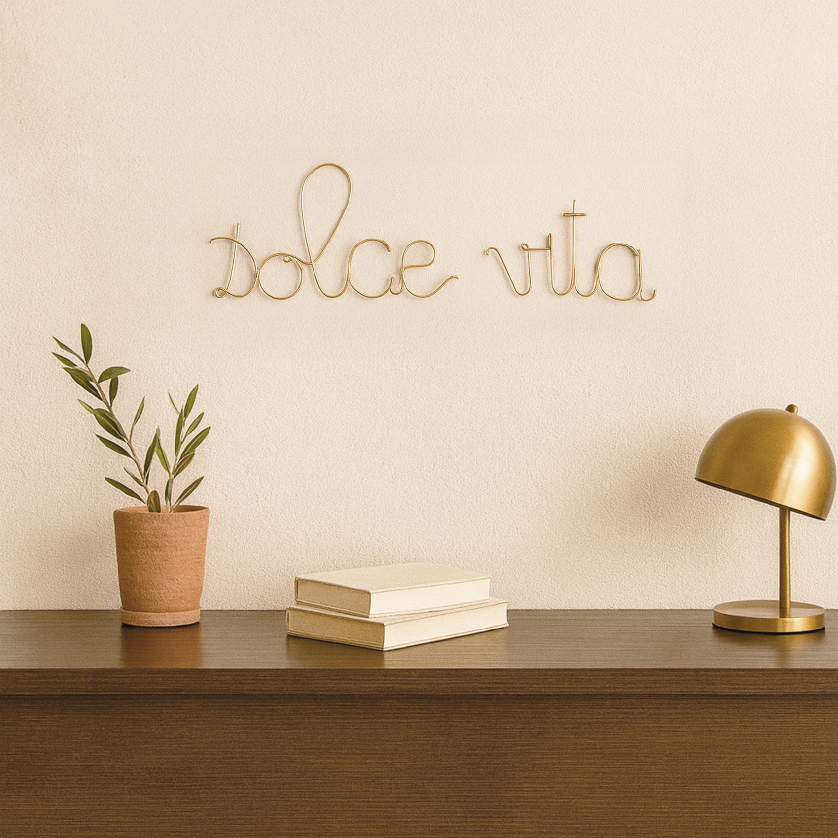 Mot fil de laiton 'DOLCE VITA' - Doré Vieilli