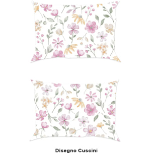 Completo Lenzuola PRIMAVERA ROSA 100% Cotone e Made in Italy fiori floreale