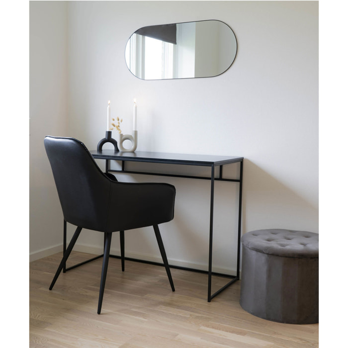 Specchio da parete Jersey in acciaio nero con angoli arrotondati 35x80 cm