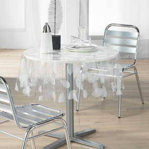Nappe ronde transparente print feuilles - Blanc