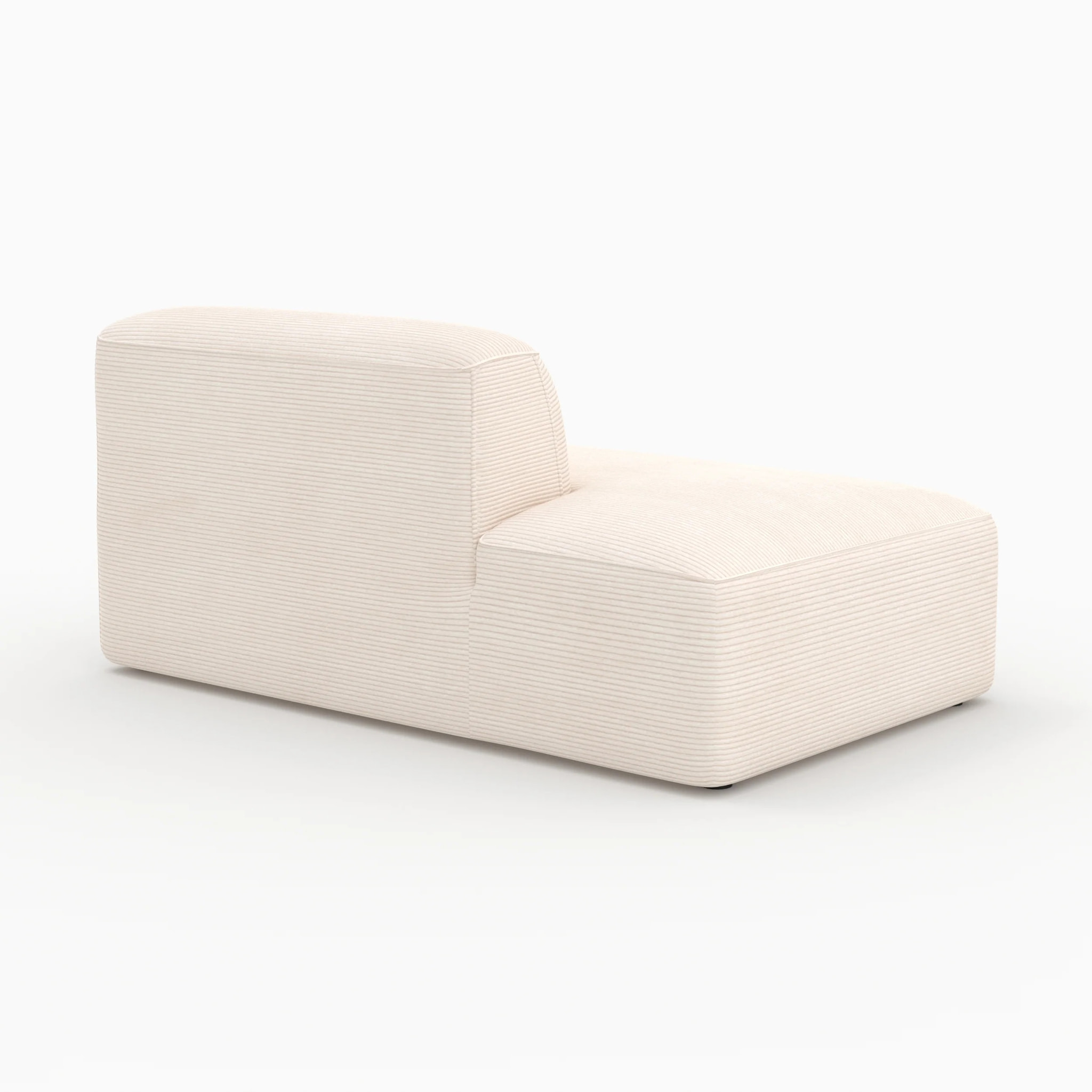 Méridienne dossier à droite pour canapé modulable en velours blanc - Mina