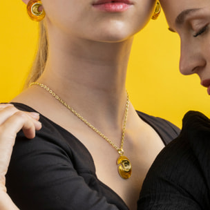 Collar con Resina Ambar acabado oro 18k