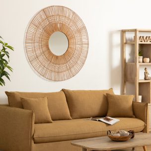 Miroir "Lona" - métal et rotin - D110 cm