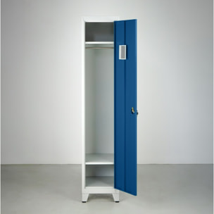 Armadio metallico 1 anta blu appendiabiti e ripiano superiore ed inferiore