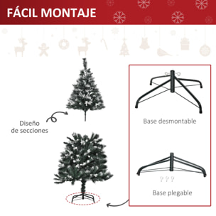 Árbol de Navidad 150 cm Árbol de Navidad Artificial con 378 Ramas 41 Decoraciones Soporte de Acero Base Plegable y Desmontable para Salón Verde