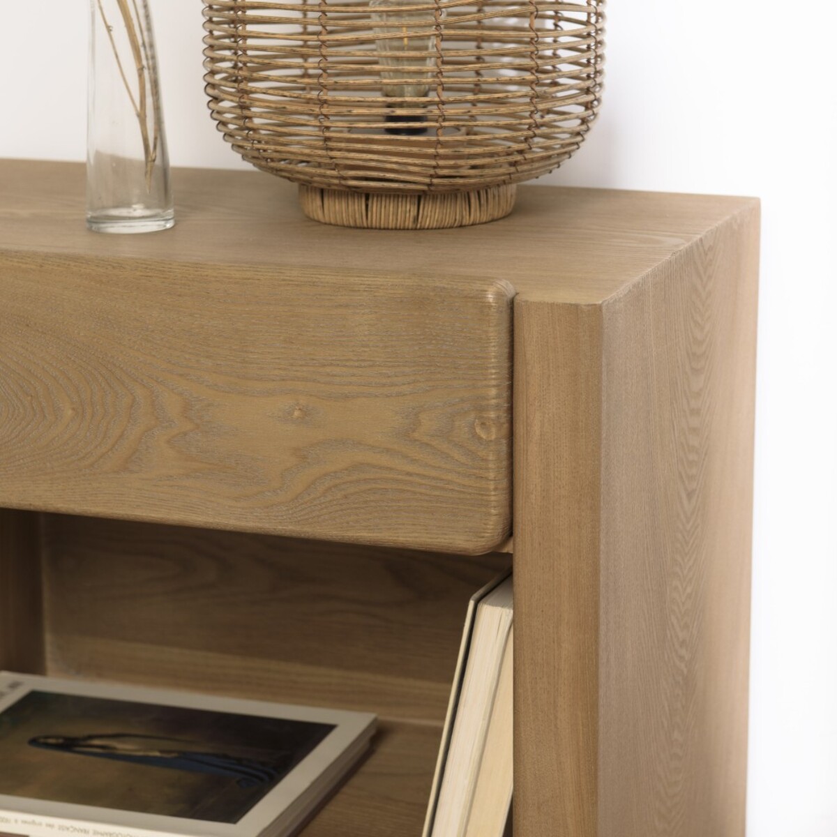 ELLA - Chevet couleur naturelle 1 tiroir design arrondi