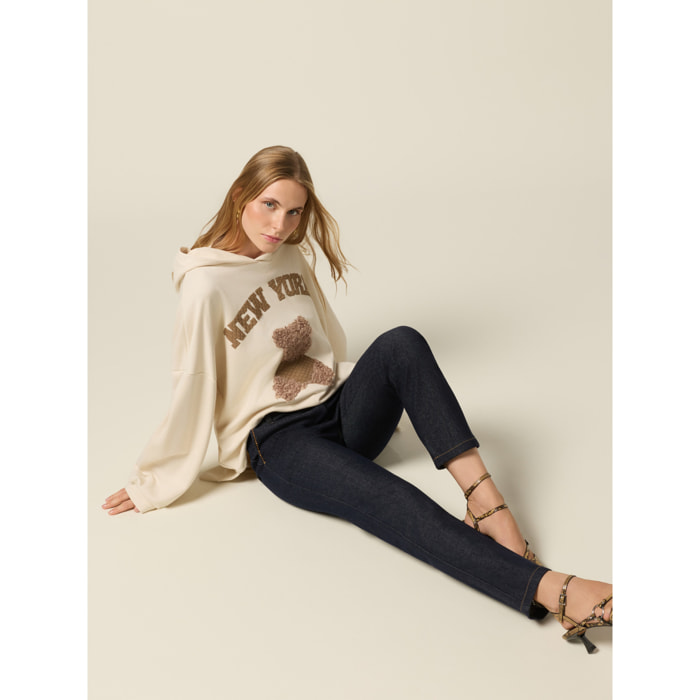 Oltre - Jeans regular con strass - Blu