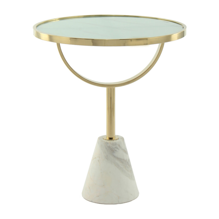 Tavolino Oscar 125 con Base in Marmo e Piano Effetto Pietra