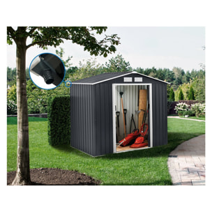 Abri de jardin métal - "Vegas" - 2,7 m² avec gouttière - Gris