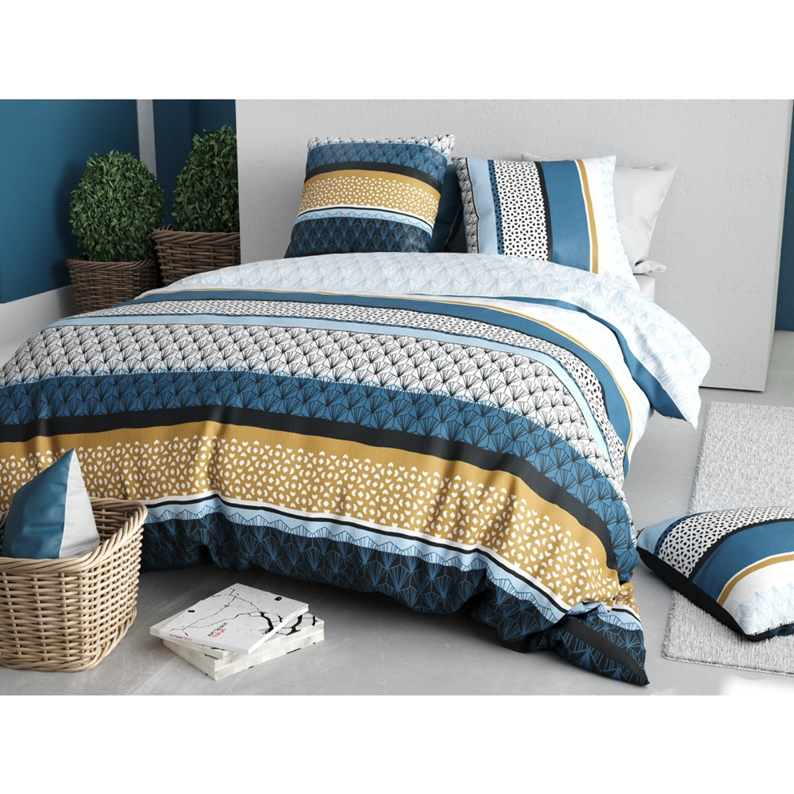 Parure housse de couette imprimée + 2 taies Osis