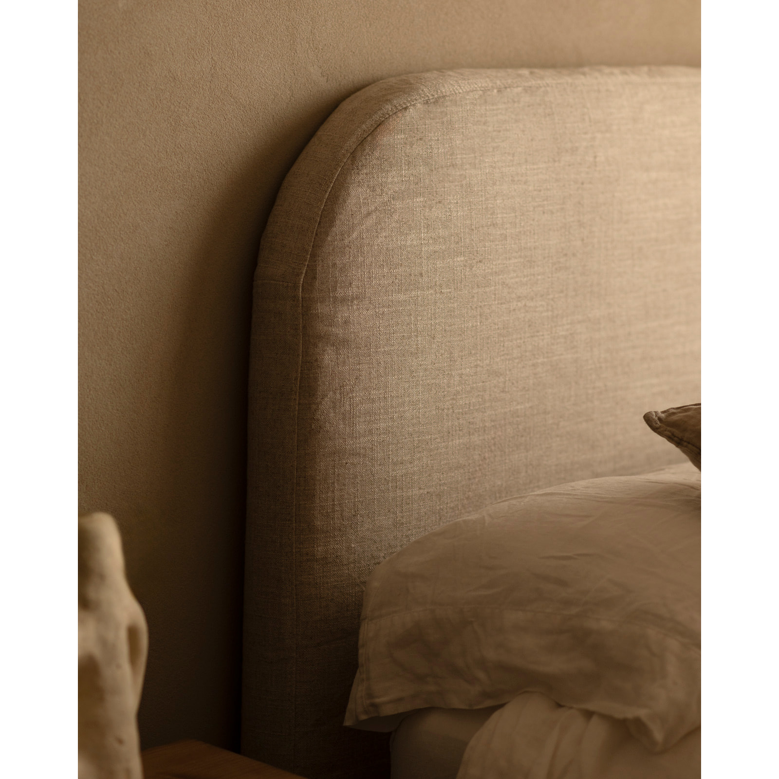 Cabecero tapizado desenfundable de lino beige de varias medidas