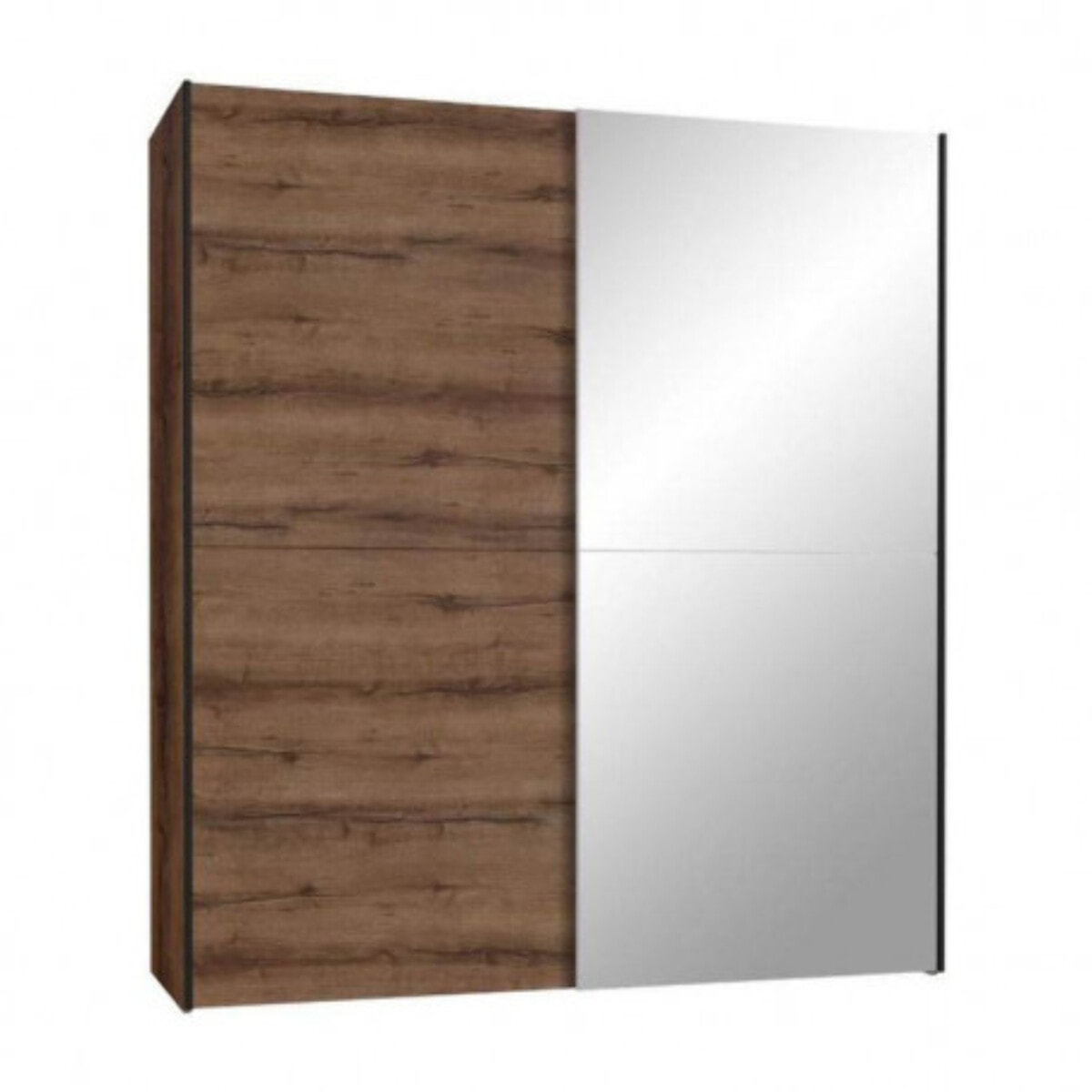 Dressing Armoire 2 portes coulissantes 5 tablettes et 1 miroir - 6 coloris - THAIS