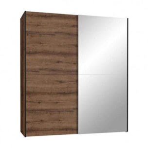 Dressing Armoire 2 portes coulissantes 5 tablettes et 1 miroir - 6 coloris - THAIS