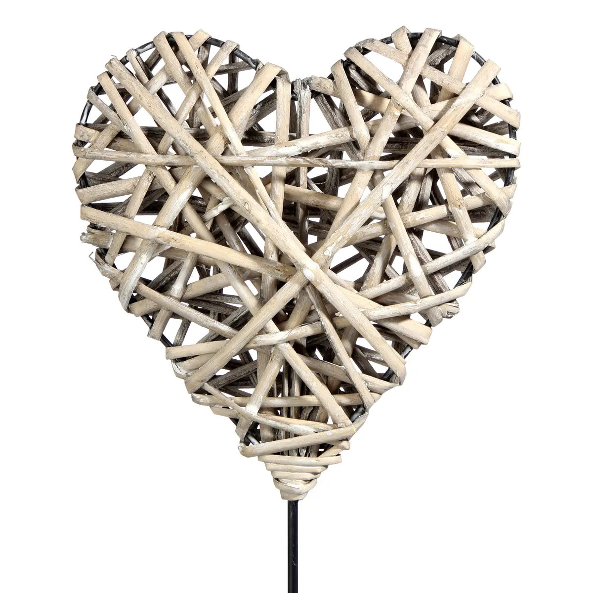 Coeur à poser osier et métal H37cm