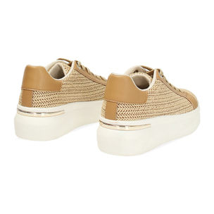 Sneakers donna beige in raffia