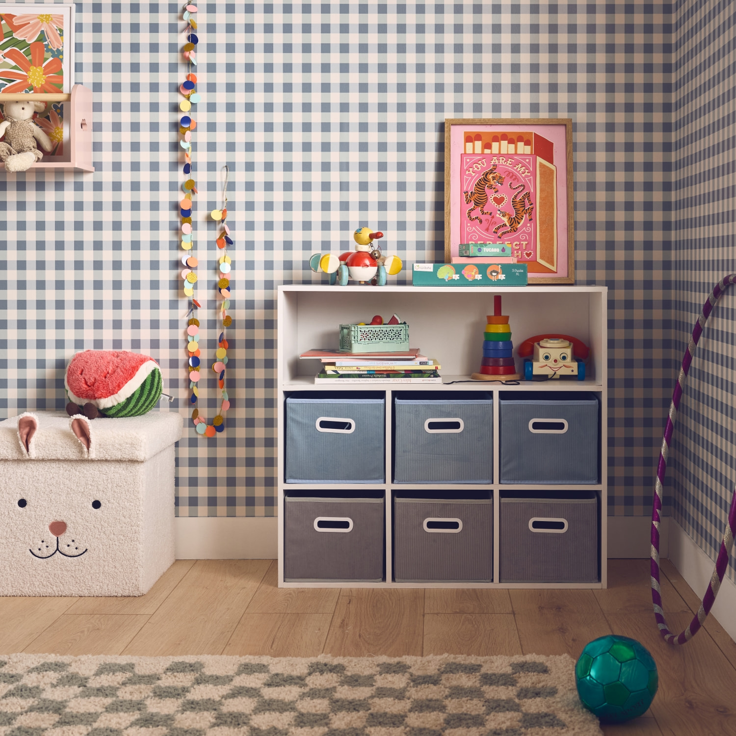 Meuble de rangement enfant 6 paniers velours CAMILLE