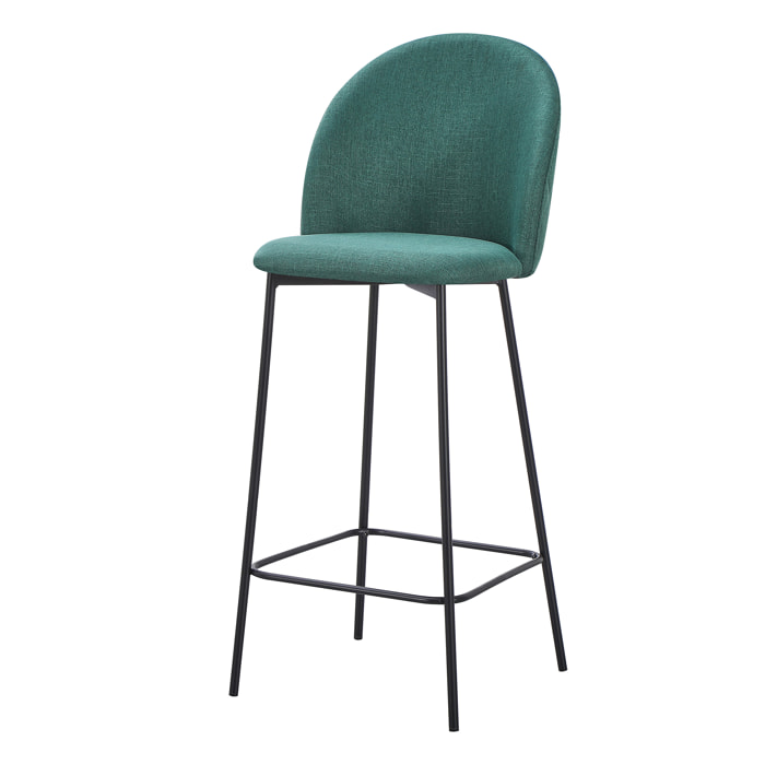 Set Da 4 Pz, Sgabello Tamara Tess. Verde Oliva/Gambe Nere per soggriono, arredo bar ed esterni