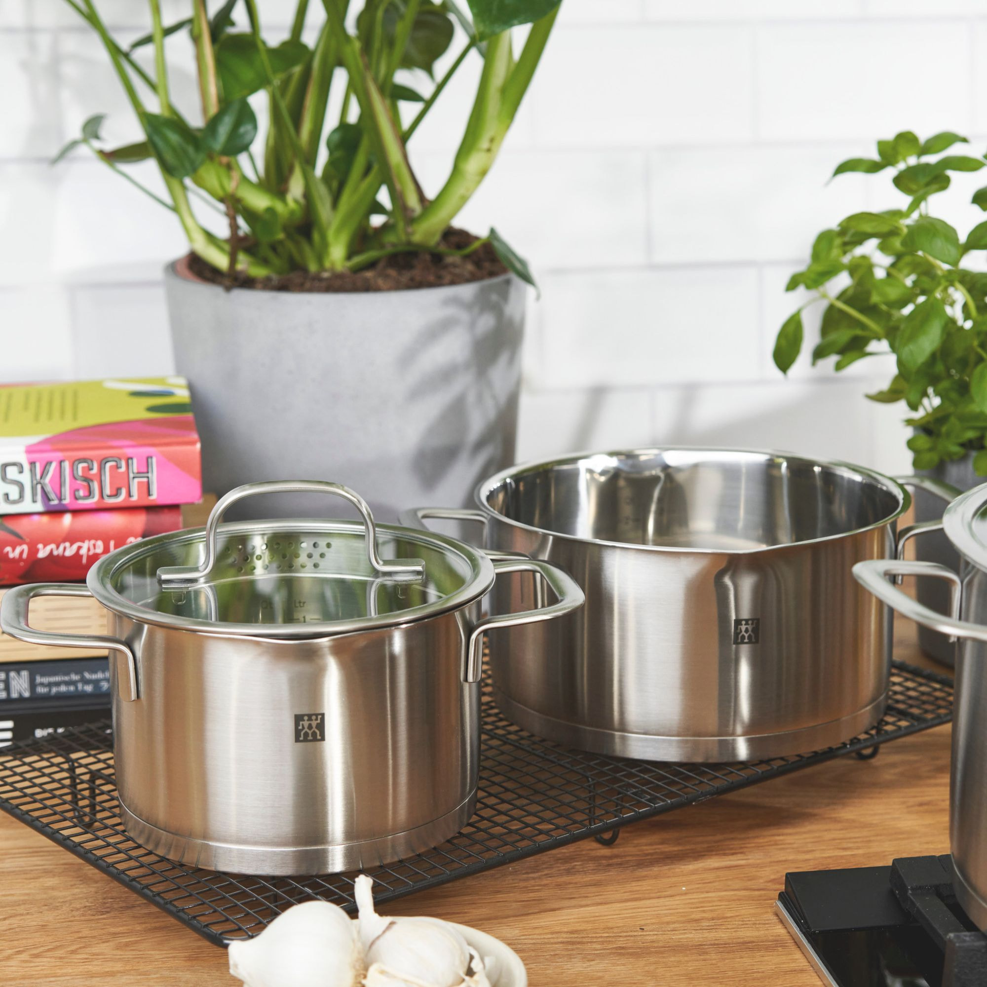 4-pcs, Set de casseroles, Argent