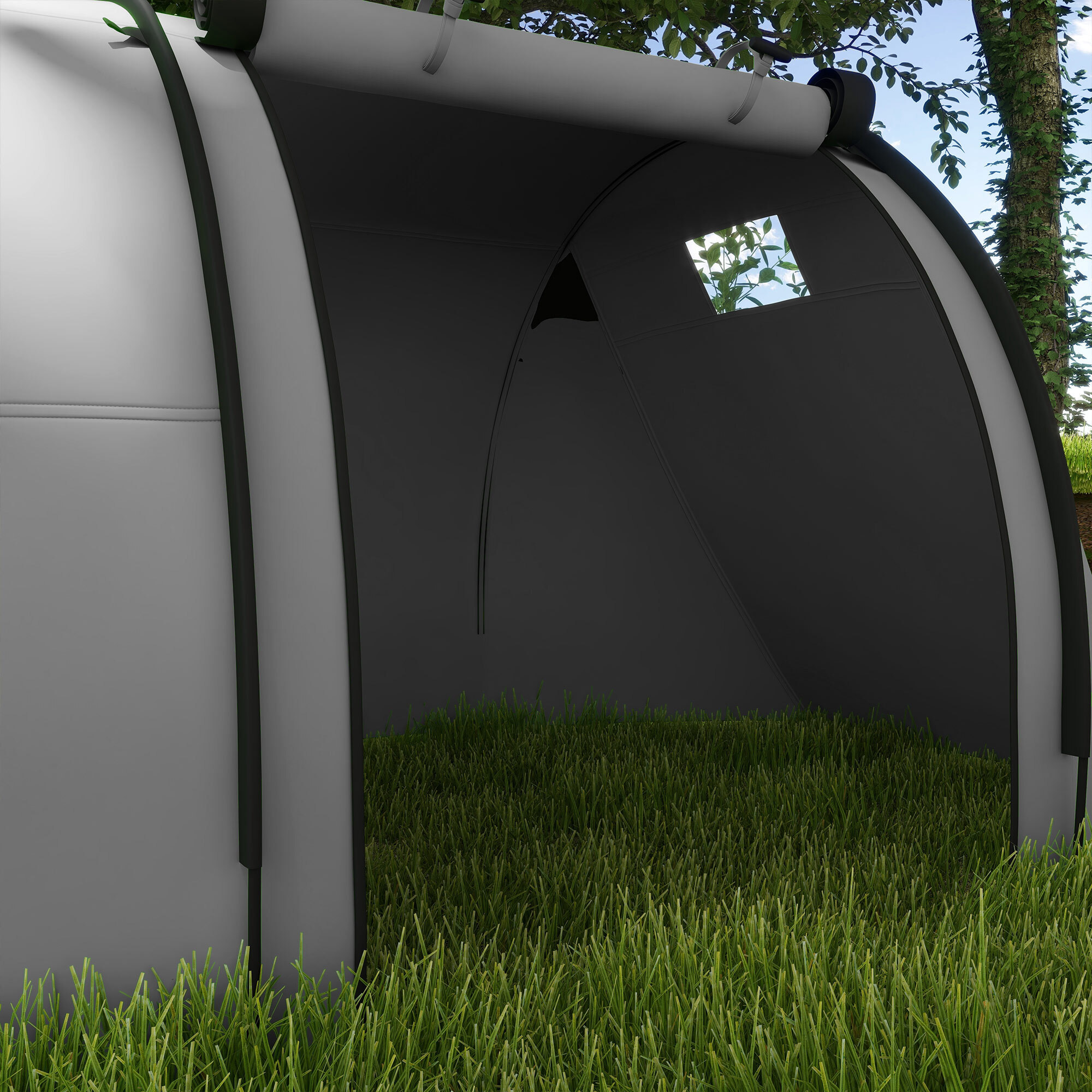 Tienda de Campaña Familiar para 3 Personas Tienda Camping Plegable Ligera con Puertas Ventallas Gancho Bolsa de Transporte Impermeable 3000 mm para Playa Senderismo 470x220x150 cm Gris
