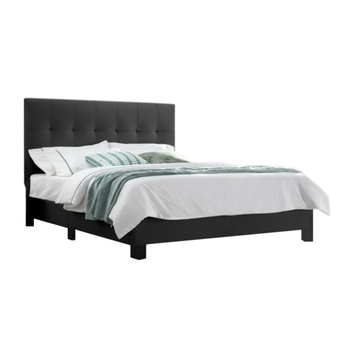 Lit double design capitonné 140 x 190 - BIANCA