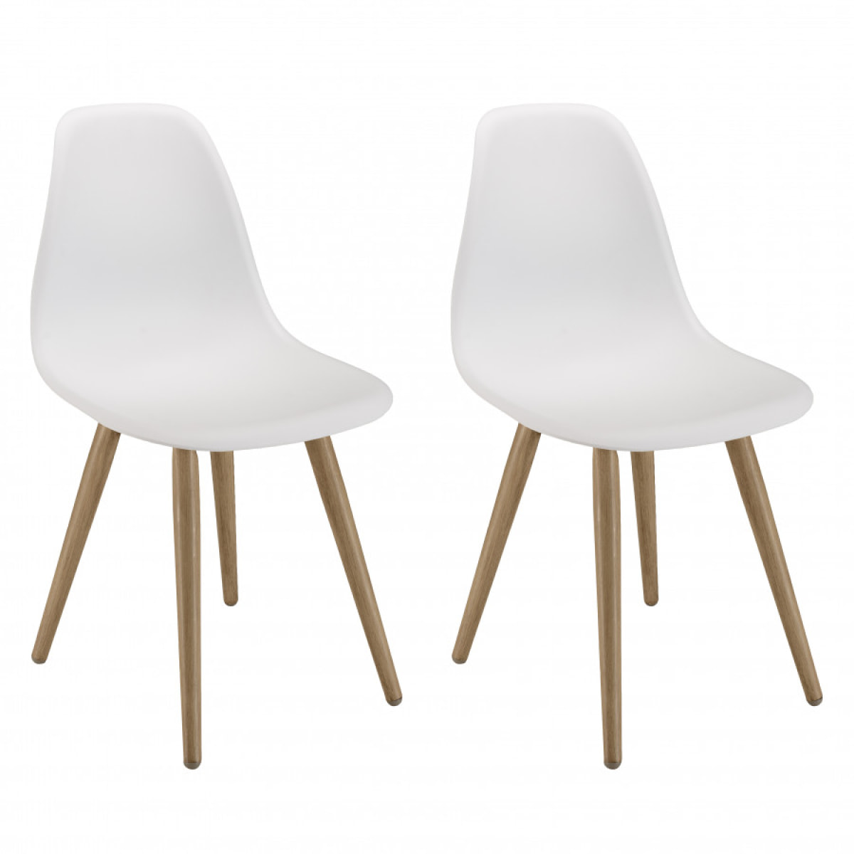 MALO - Lot de 2 chaises blanches pieds couleur naturelle